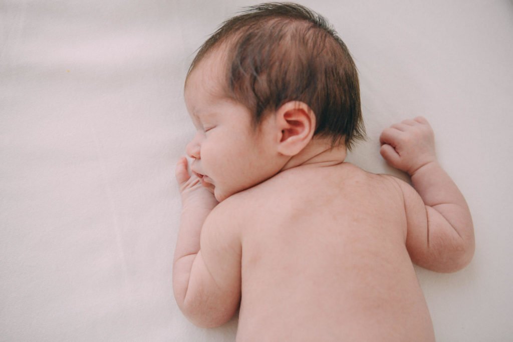 Profile of a sleeping newborn