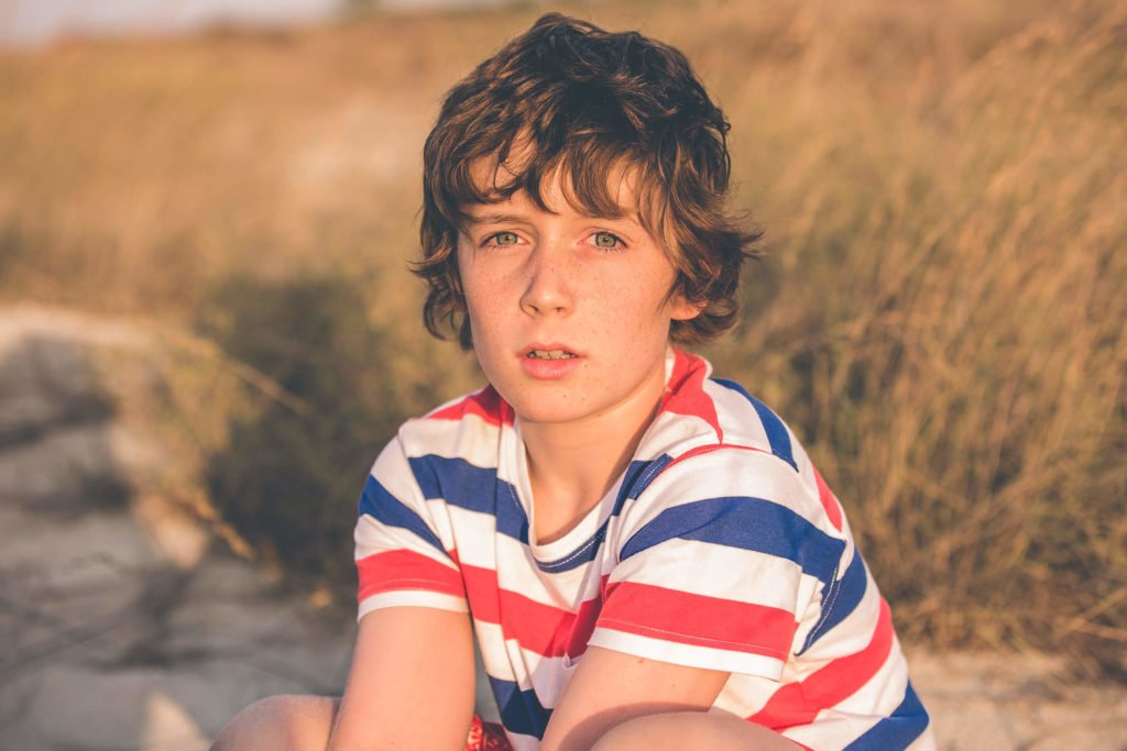 Portrait of a teenager with stunning blue eyes in Dubai